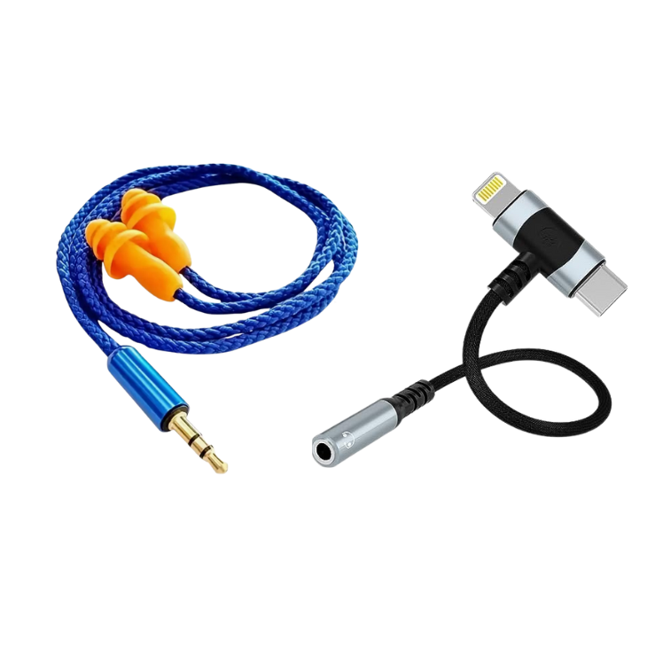 Corded Earplug Earbuds with 2-in-1 Adapter
