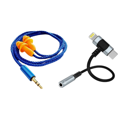Corded Earplug Earbuds with 2-in-1 Adapter