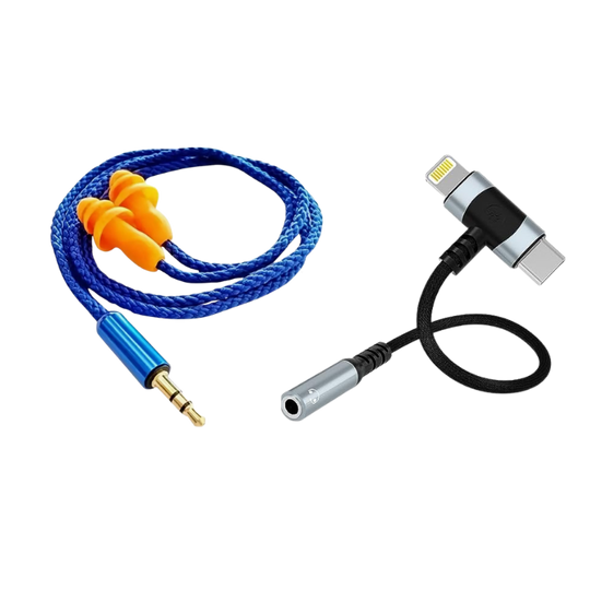 Corded Earplug Earbuds with 2-in-1 Adapter